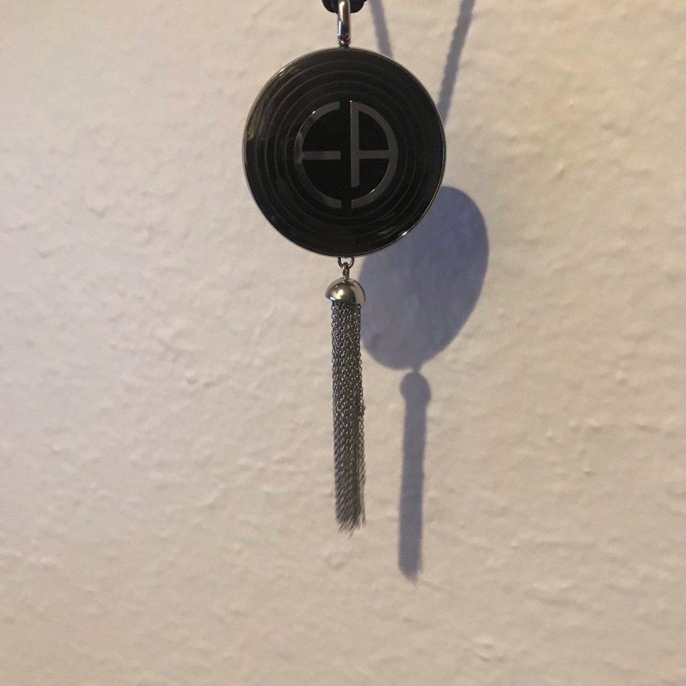 EMPORIO ARMANI CERAMIC BLACK PENDANT+ CRYSTALS+ROPE CHAIN. NWT in Box. - Picture 5 of 5